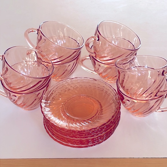 VTG - 8 Sets - Rosaline Swirl Cup & Saucer - Picture 7 of 7